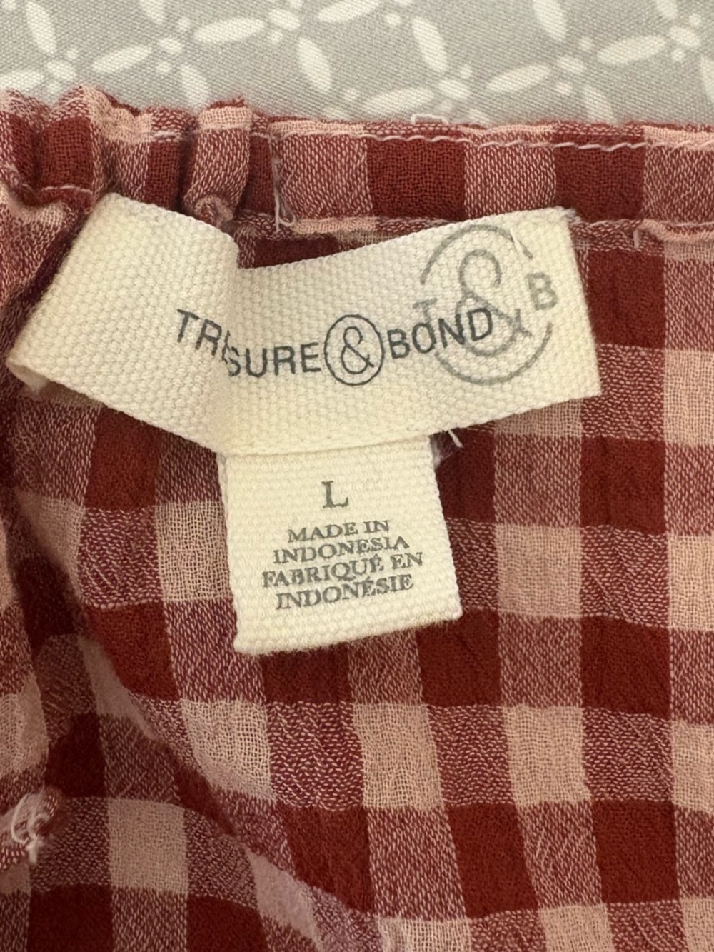 New Large Treasure & Bond Red Gingham Checkered Tie Front Top - Picture 4 of 13